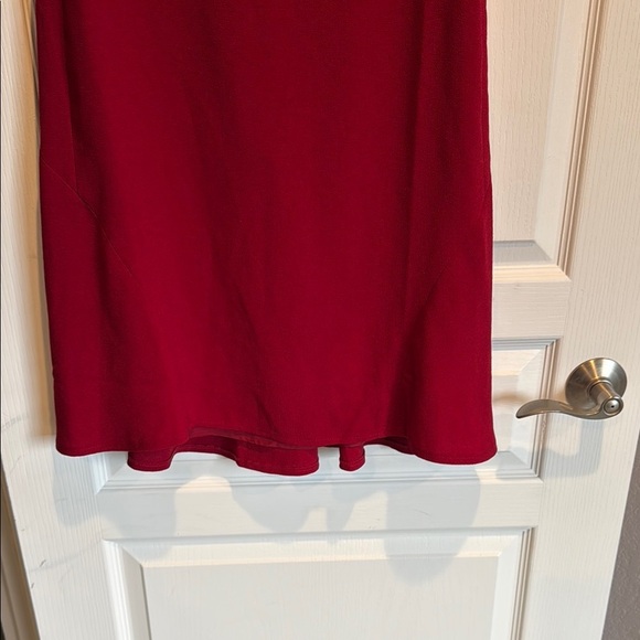 Maggy London Red Sheath Dress Asymmetrical Neckline - Picture 4 of 8